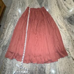 By The River Maxi Skirt Small Dusty Rose Sheer Slip Stretch Flowy Tiered
